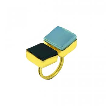 Handmade Designer Nickel-Free Gold Plated High Fashion Designer ONYX Stone Seated Ring 